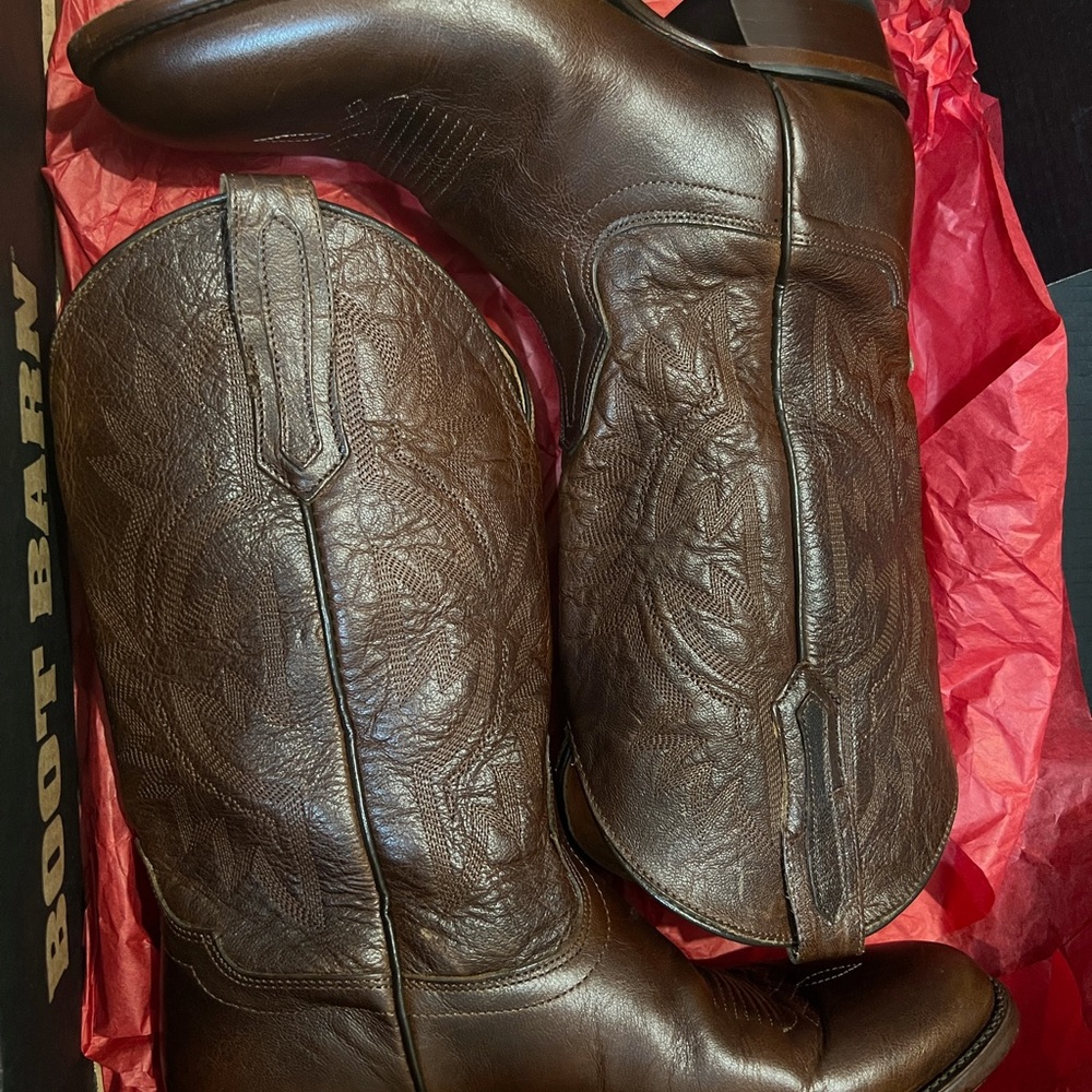 Classic Brown Western Leather Cowboy Boots - Men